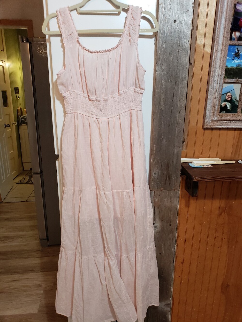 Aeropostale Light Pink Smocked Maxi Dress Large Babydoll Milkmaid - Picture 4 of 4